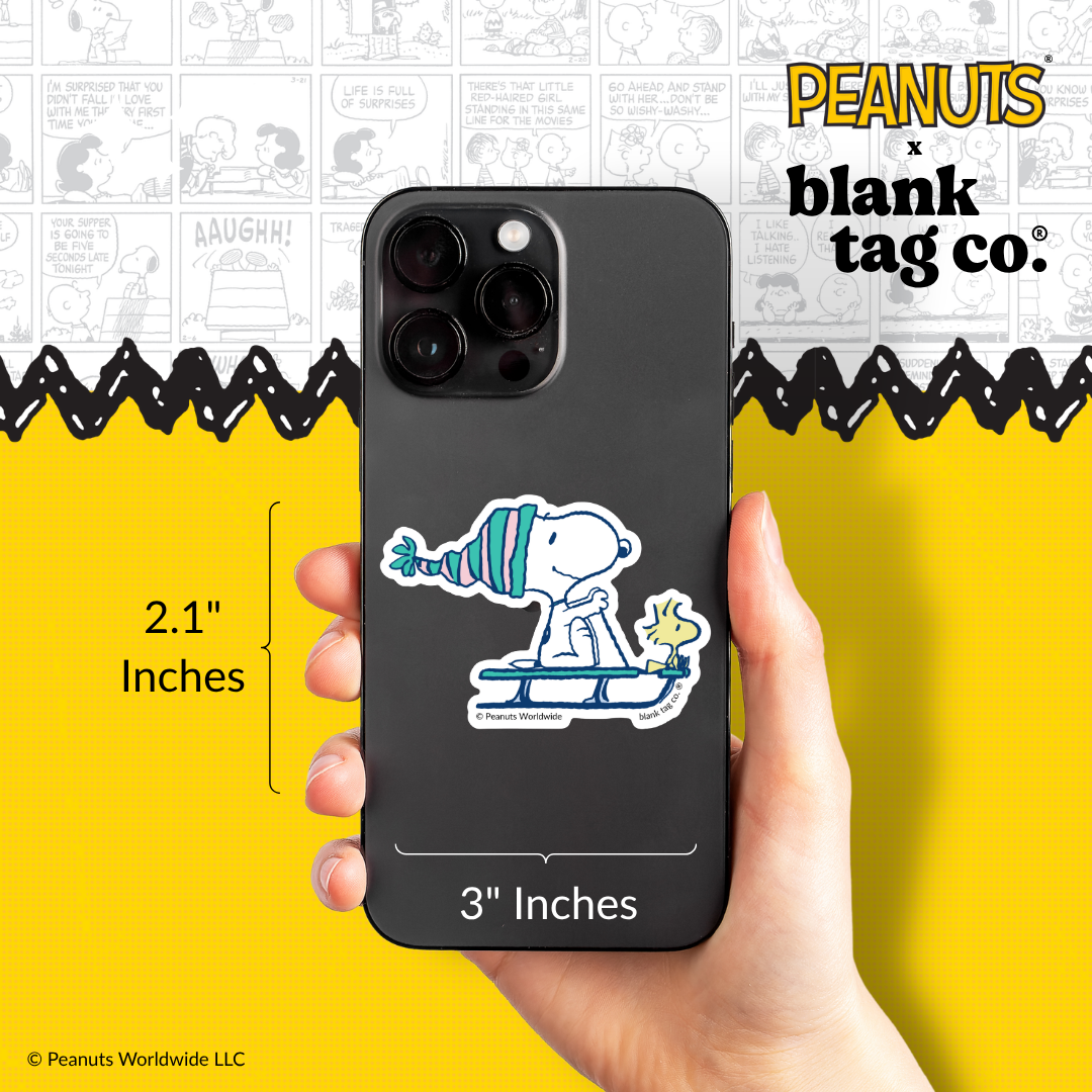Peanuts® Waterproof Sticker - Sledding Snoopy