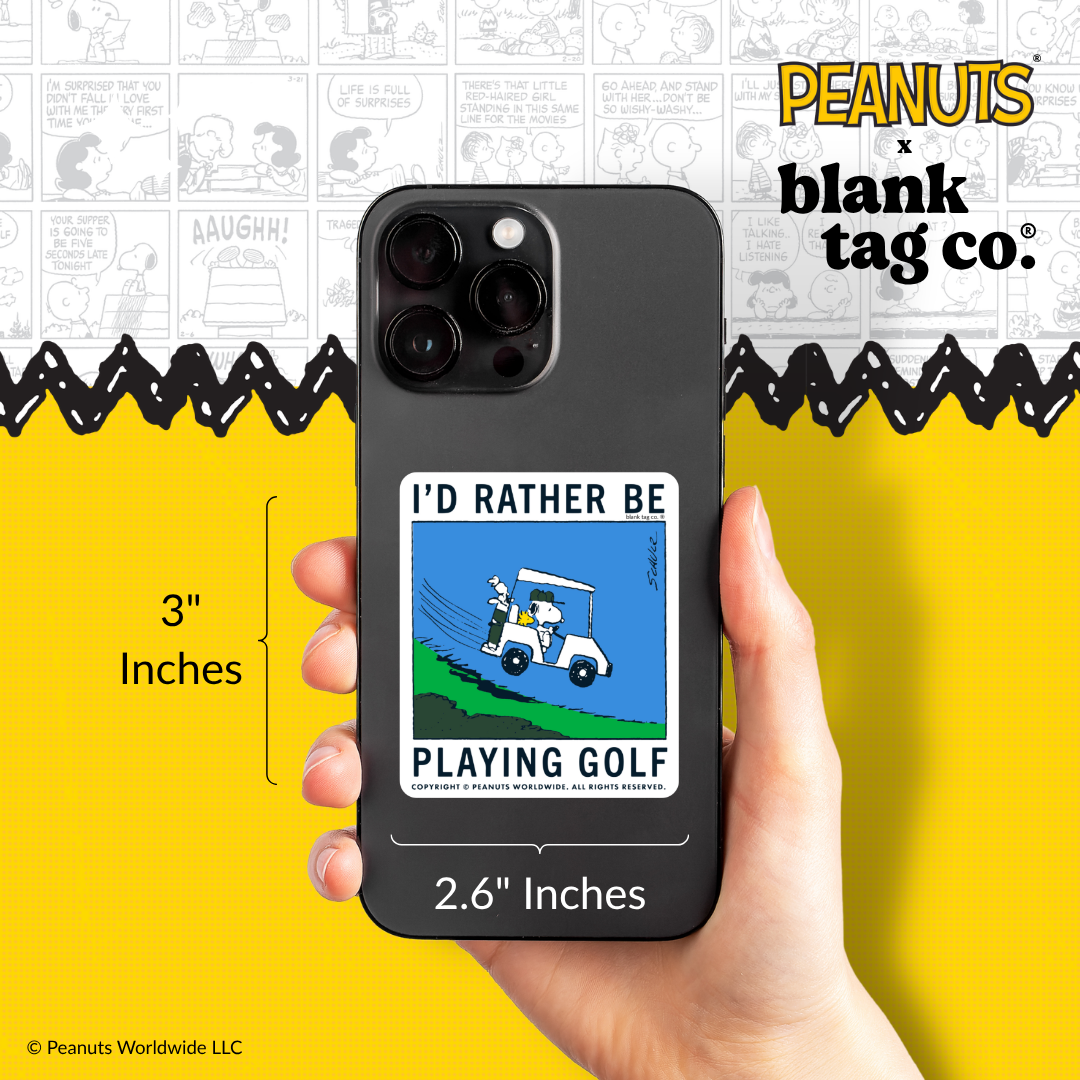 Peanuts® Waterproof Sticker - I'd Rather Be Playing Golf