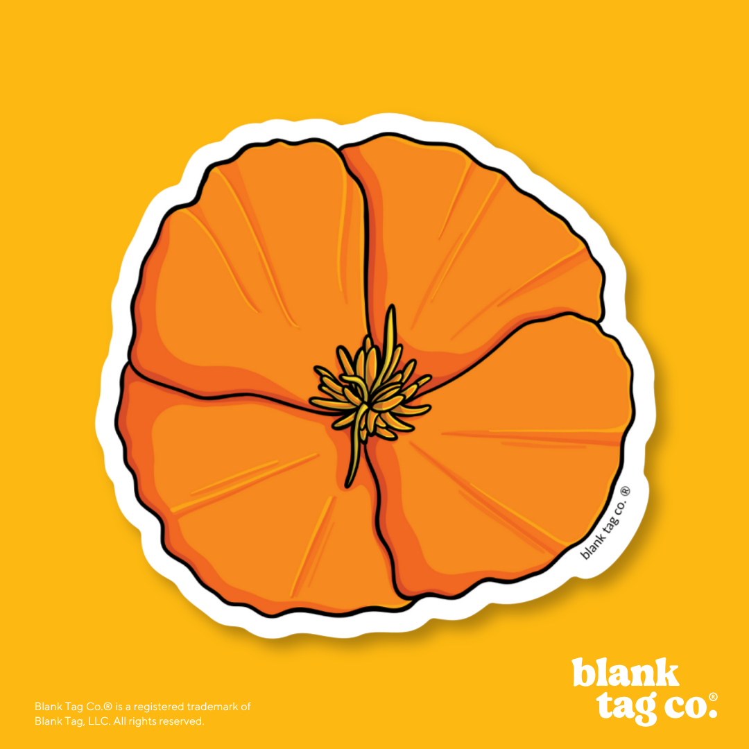 Blank Tag Co.® Waterproof Sticker - California Poppy