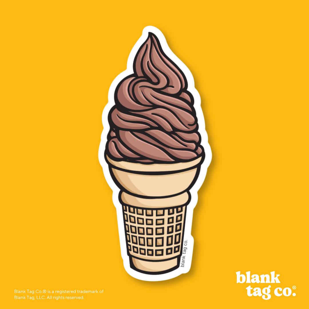 Blank Tag Co.® Waterproof Sticker - Chocolate Soft Serve Ice Cream