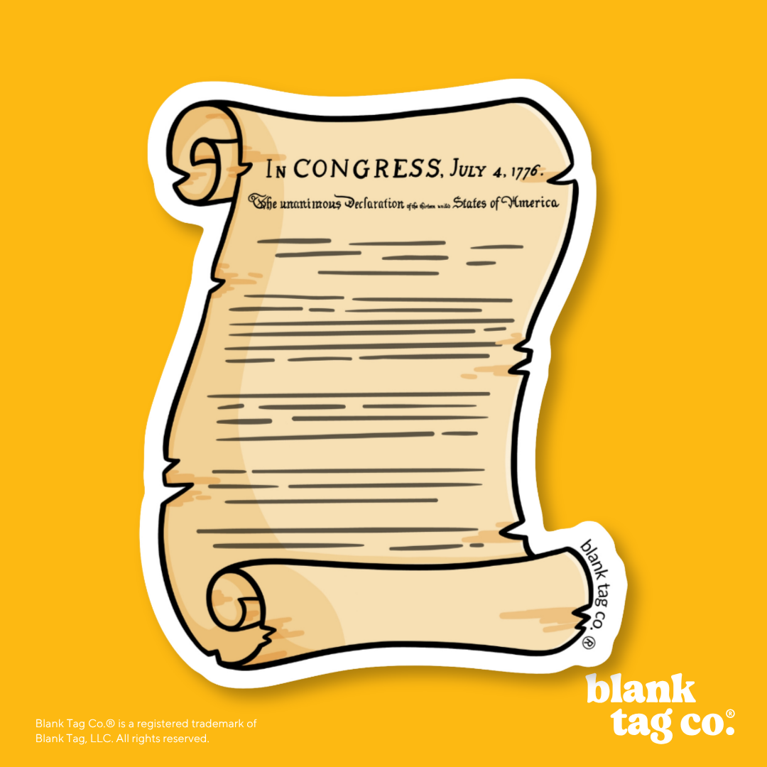Blank Tag Co.® Waterproof Sticker - Declaration of Independence