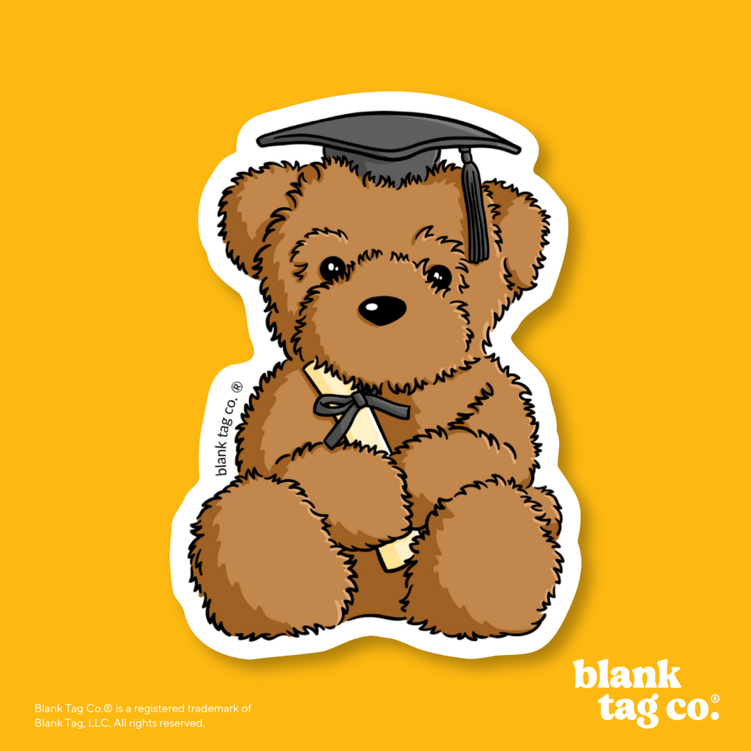Blank Tag Co.® Waterproof Sticker - Graduation Teddy Bear