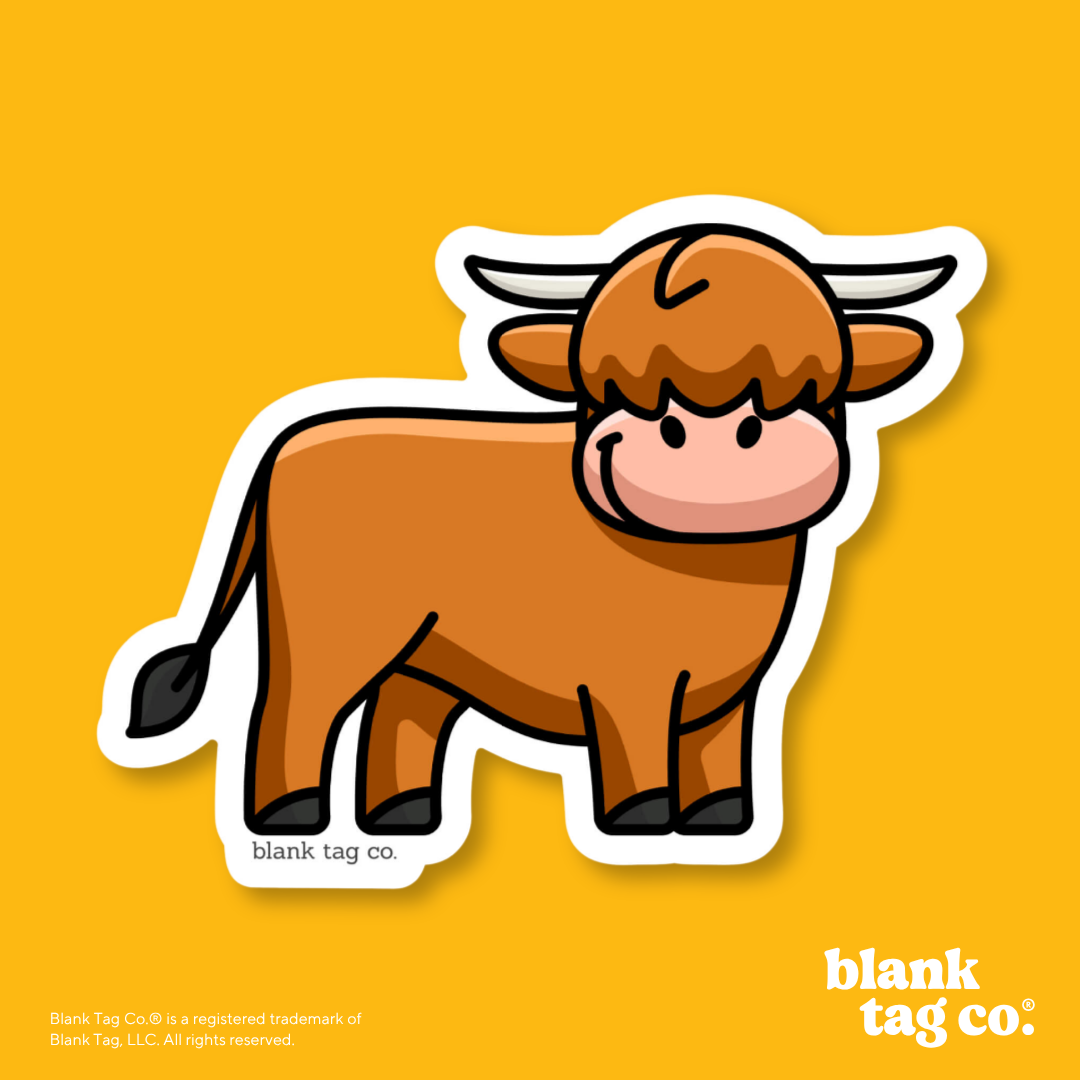 Blank Tag Co.® Waterproof Sticker - Highland Cow