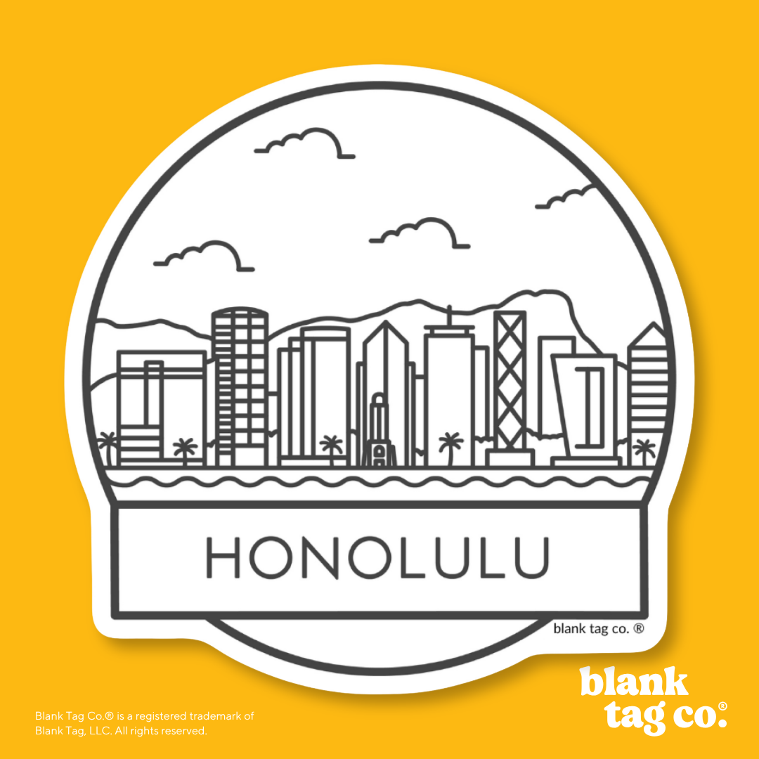 Blank Tag Co.® Waterproof Sticker - Honolulu Cityscape