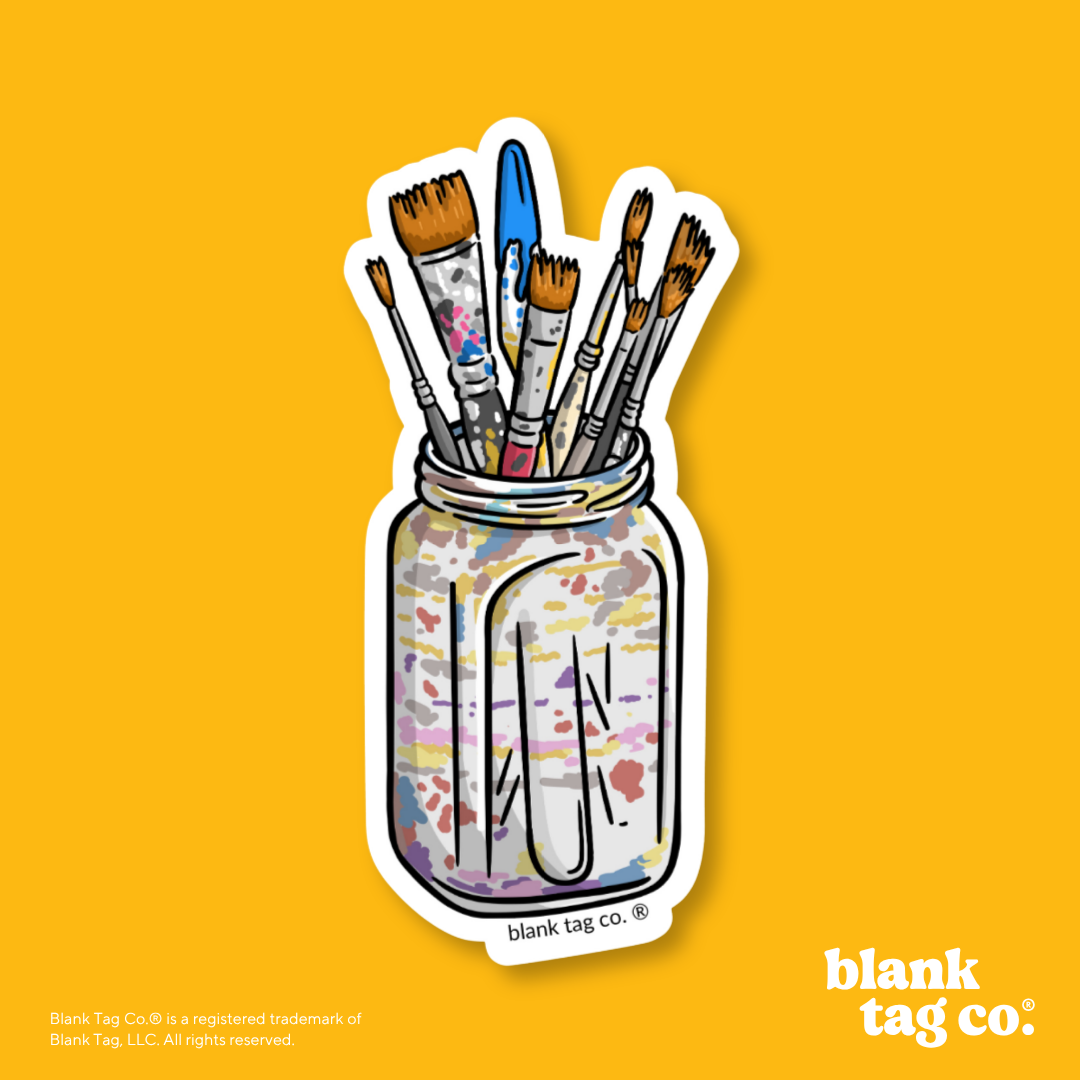 Blank Tag Co.® Waterproof Sticker - Jar of Paint Brushes