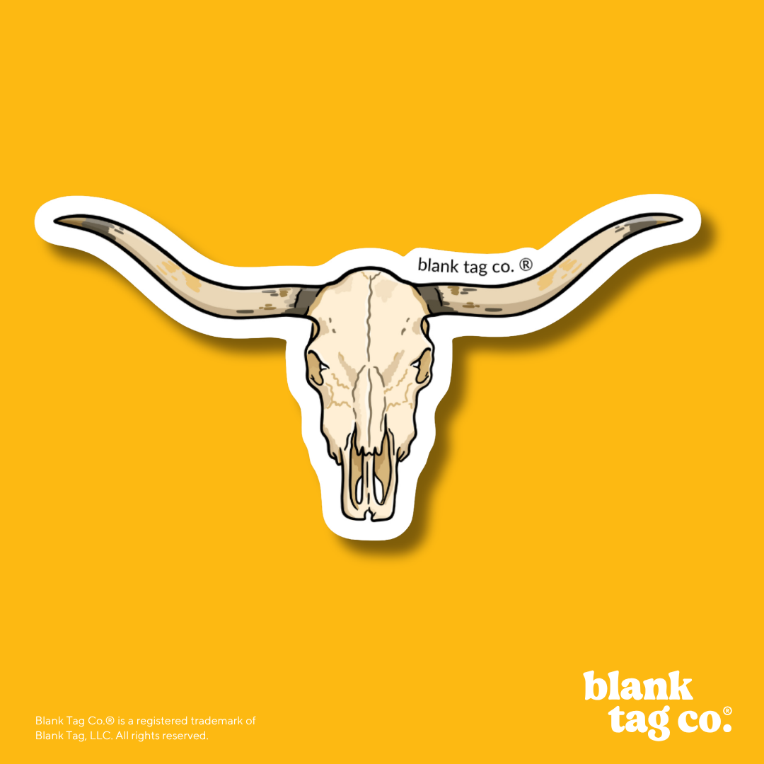 Blank Tag Co.® Waterproof Sticker - Long Horn Skull