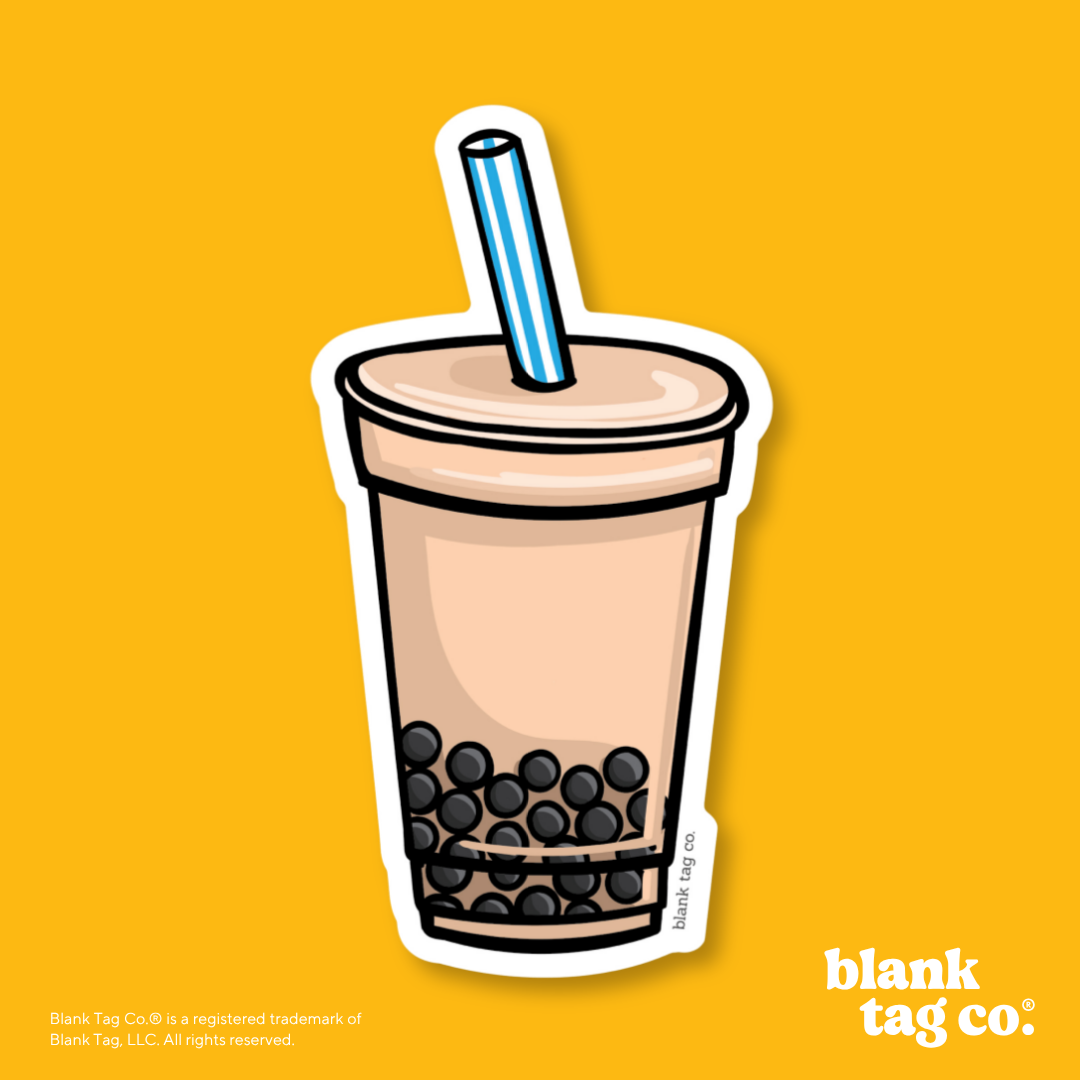 Blank Tag Co.® Waterproof Sticker - Milk Tea With Boba