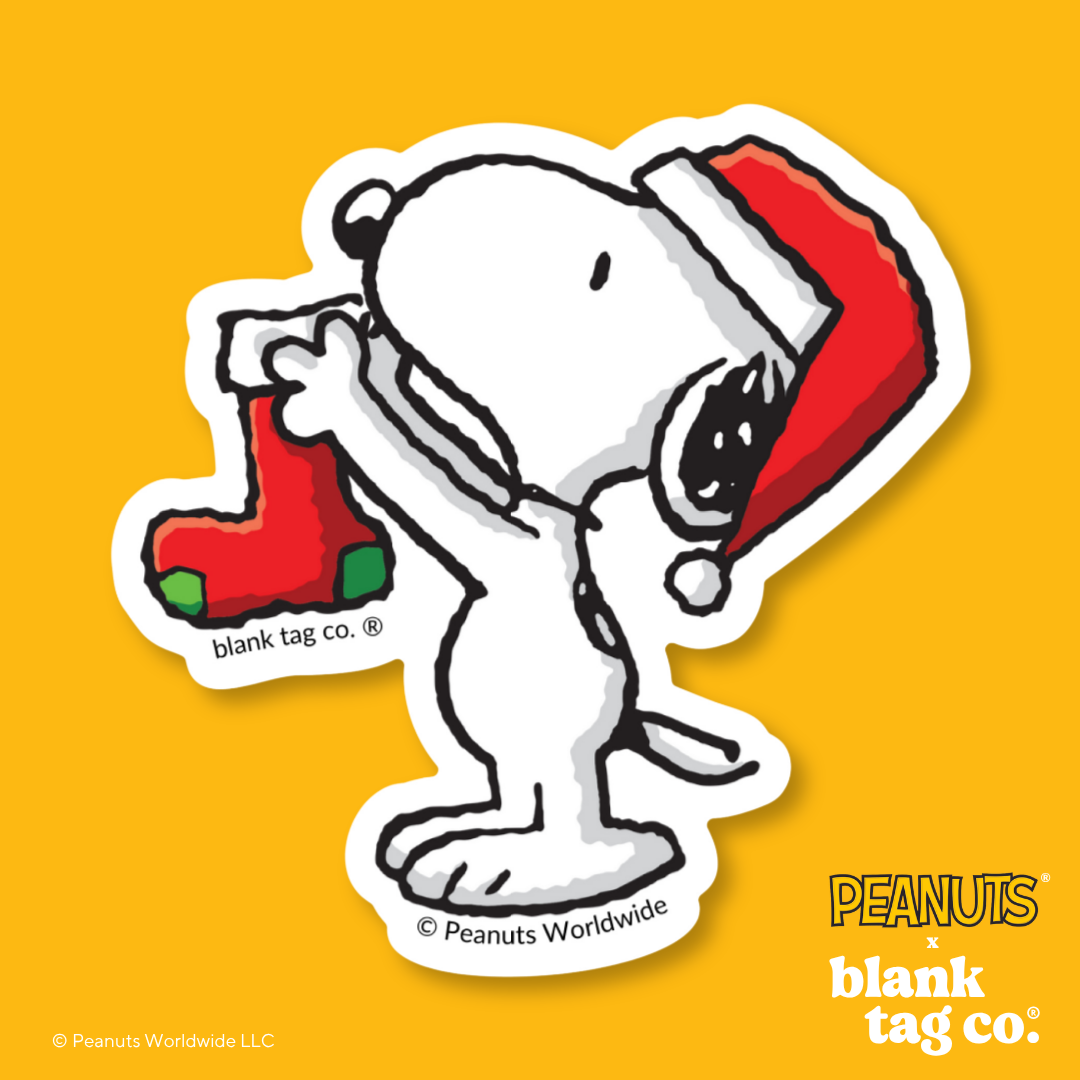 Peanuts® Waterproof Sticker - Snoopy With A Stocking (Christmas)