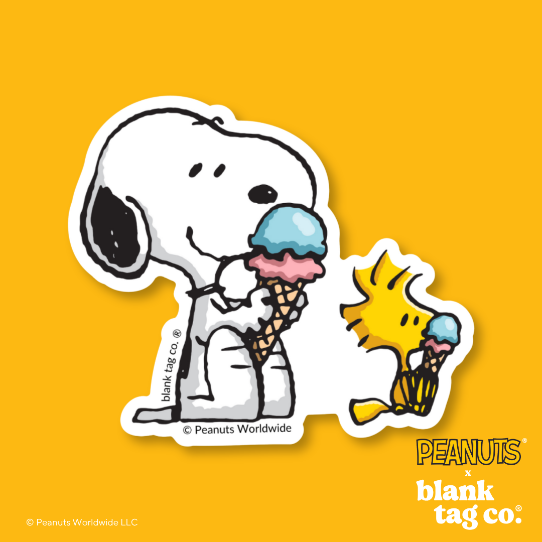 Peanuts® Waterproof Sticker - Snoopy and Woodstock Eating Ice Cream