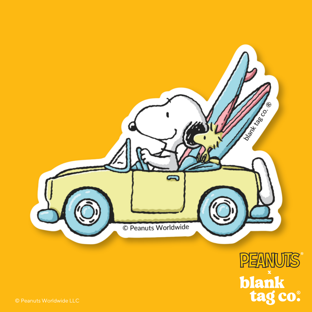 Peanuts® Waterproof Sticker - Snoopy and Woodstock Going To The Beach