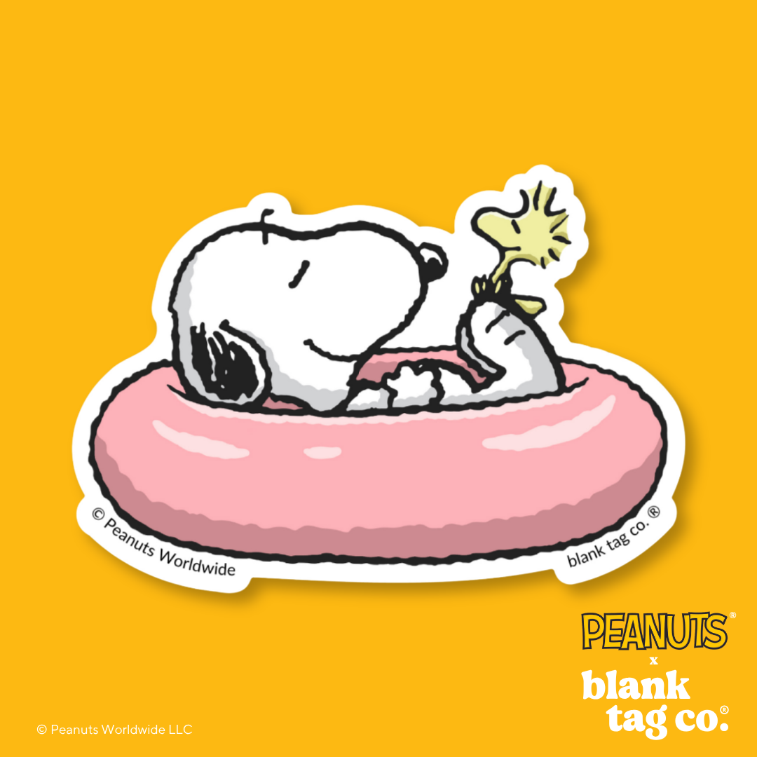 Peanuts® Waterproof Sticker - Snoopy and Woodstock On A Float Tube
