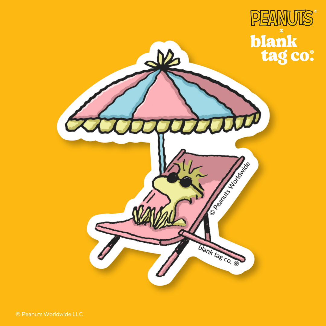 Peanuts® Waterproof Sticker - Woodstock On A Beach Chair
