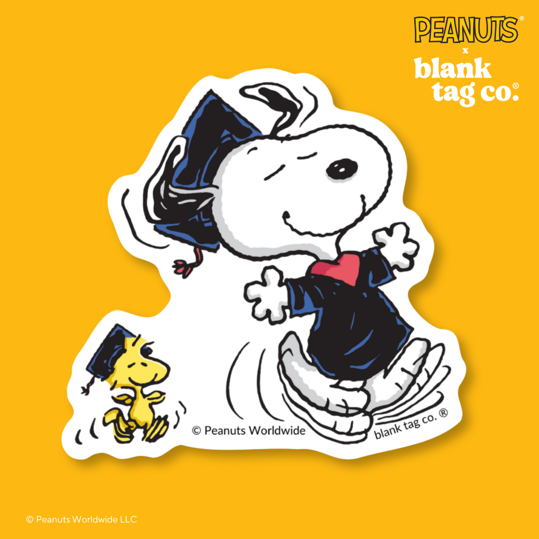 Peanuts® Waterproof Sticker - Graduating Snoopy and Woodstock