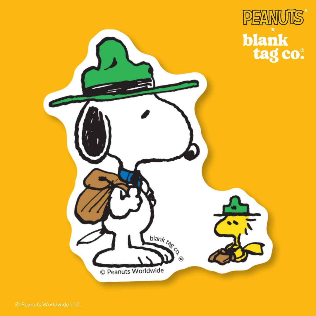 Peanuts® Waterproof Sticker - Camping Snoopy and Woodstock