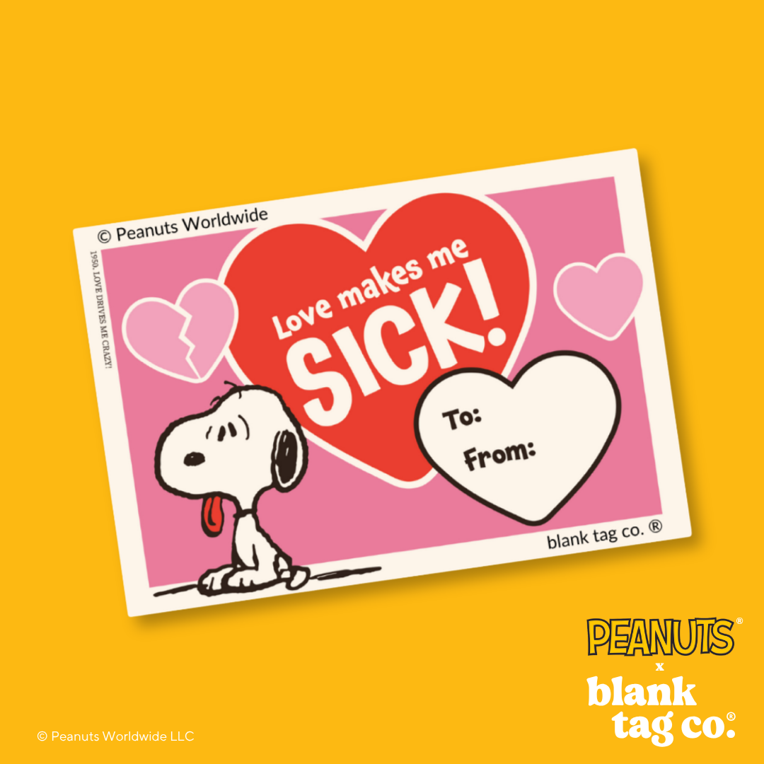 Peanuts® Waterproof Sticker - Love Makes Me Sick