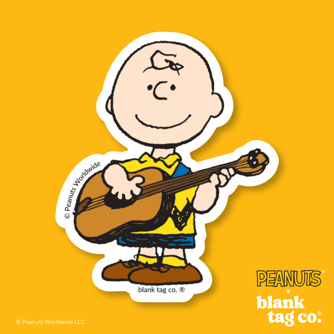 Peanuts® Waterproof Sticker - Charlie Brown Playing A Guitar