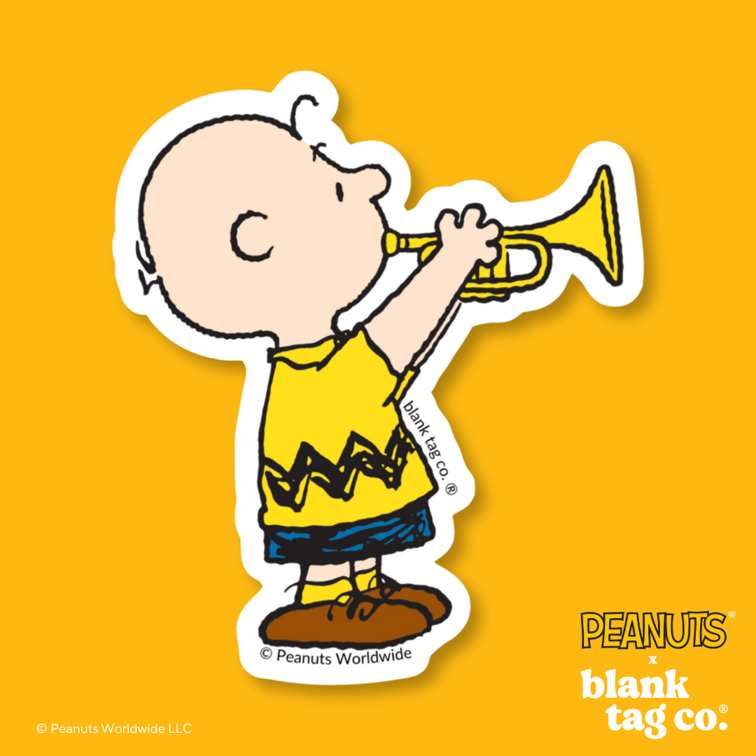 Peanuts® Waterproof Sticker - Charlie Brown Playing A Trumpet