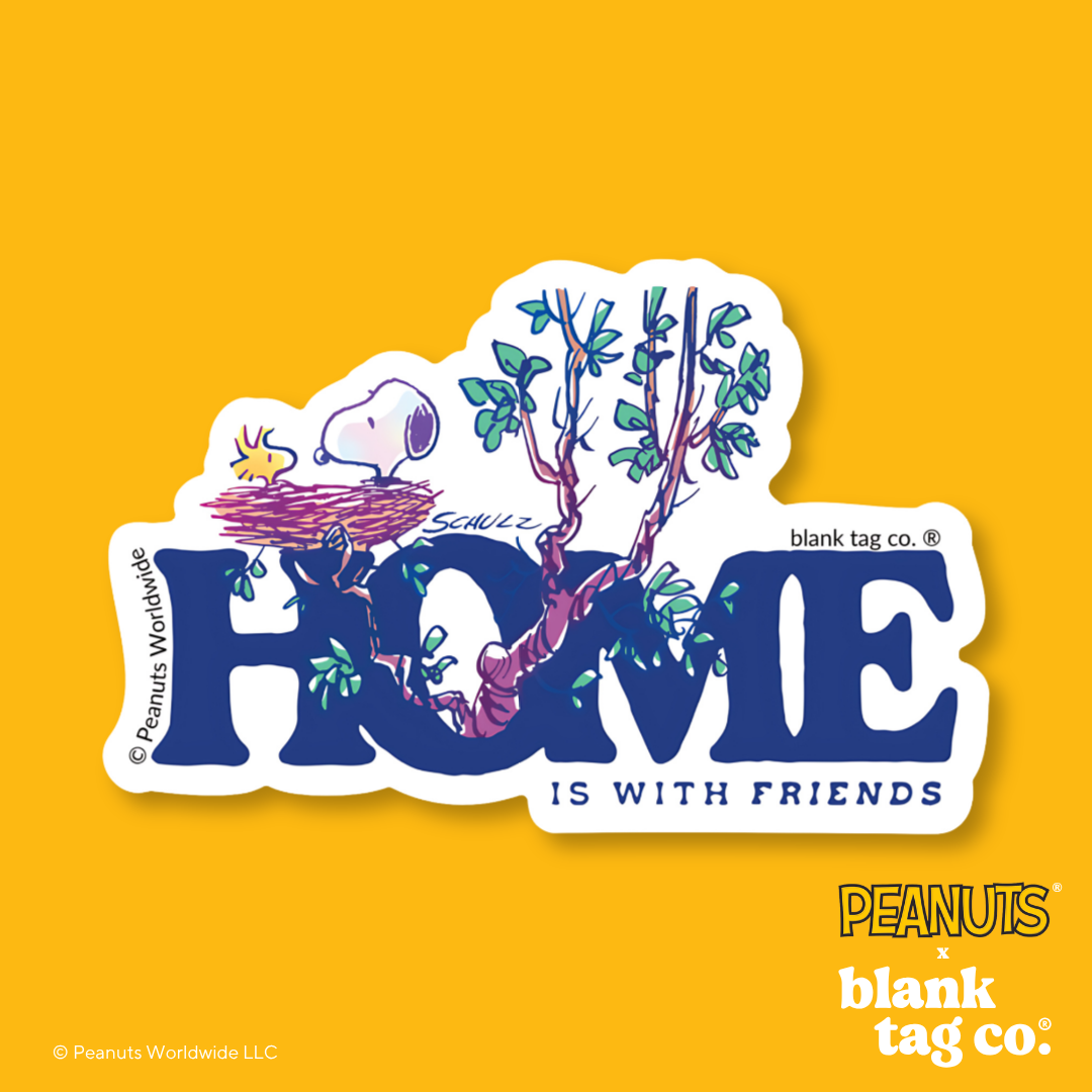 Peanuts® Waterproof Sticker - Home Is With Friends