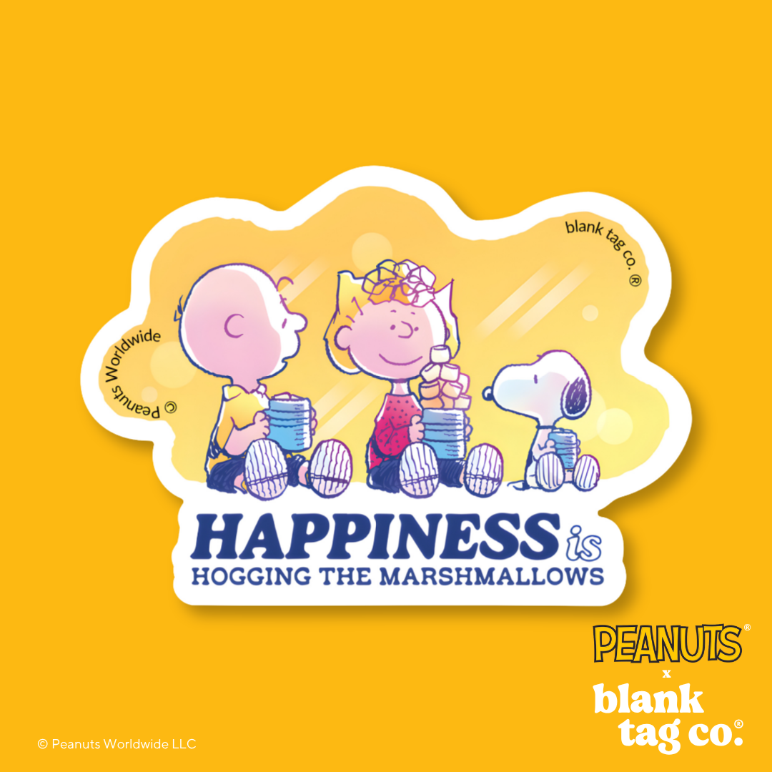 Peanuts® Waterproof Sticker - Happiness Is Hogging The Marshmallows