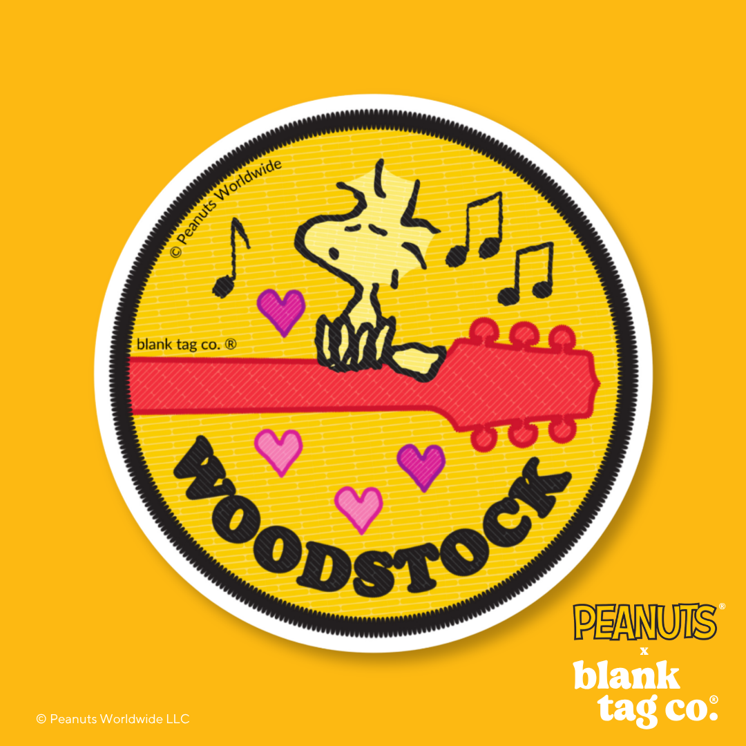 Peanuts® Waterproof Sticker - Singing Woodstock On A Guitar