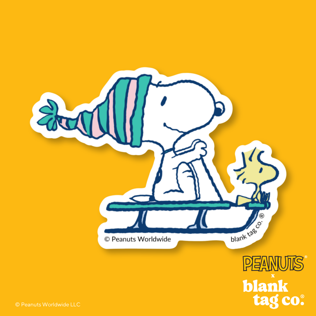 Peanuts® Waterproof Sticker - Sledding Snoopy