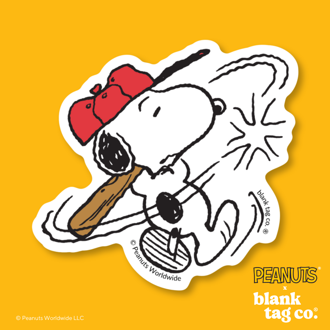 Peanuts® Waterproof Sticker - Snoopy Hitting A Home Run