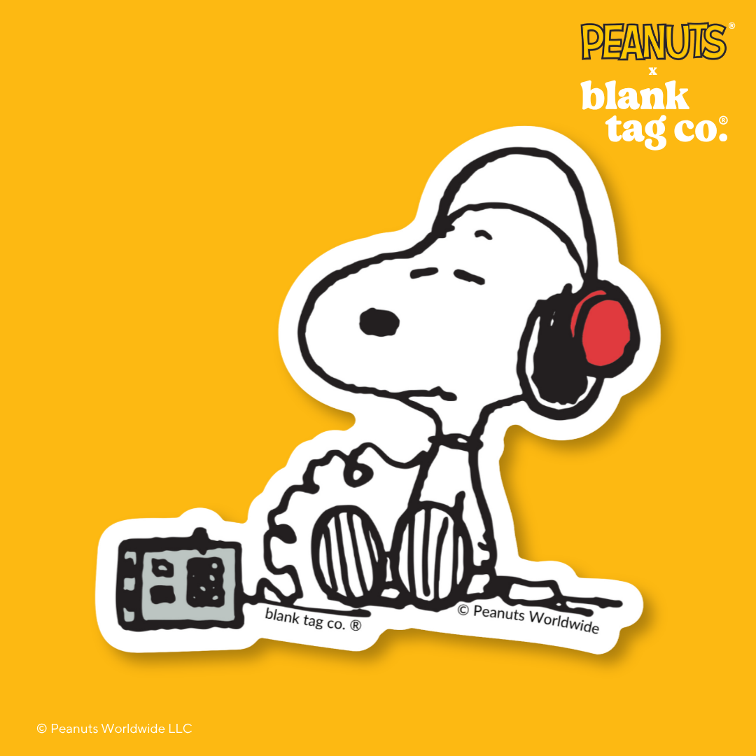 Peanuts® Waterproof Sticker - Snoopy Listening To Music