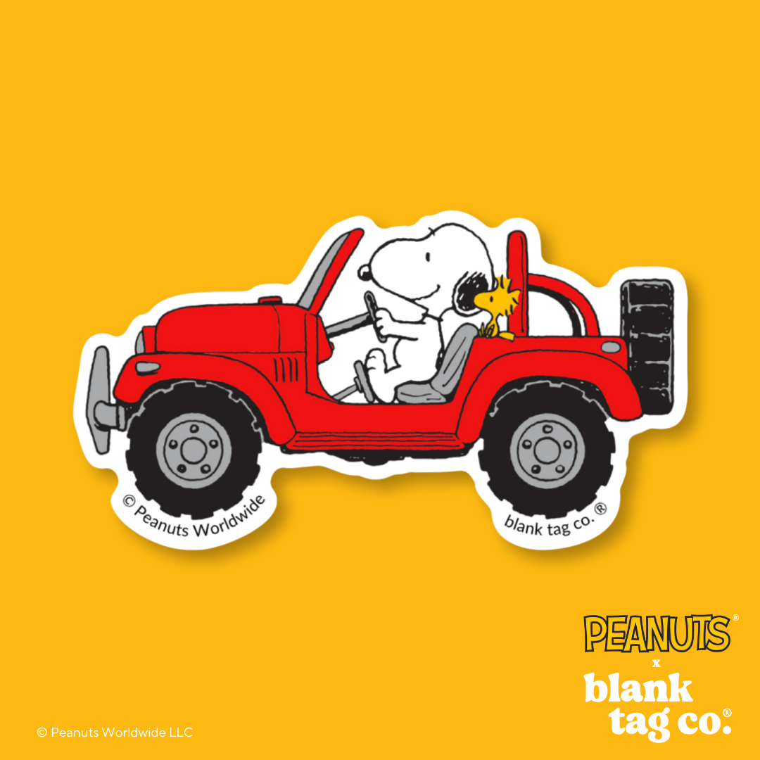 Peanuts® Waterproof Sticker - Snoopy Driving An SUV