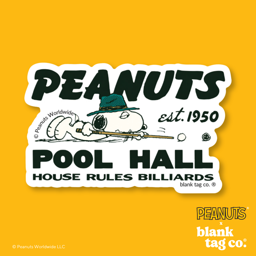 Peanuts® Waterproof Sticker - Peanuts Pool Hall