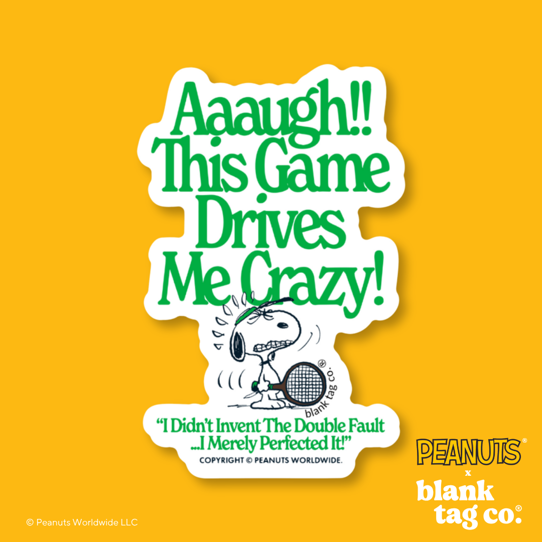 Peanuts® Waterproof Sticker - This Game Drives Me Crazy (Tennis)