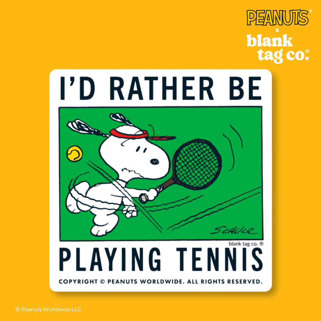 Peanuts® Waterproof Sticker - I'd Rather Be Playing Tennis