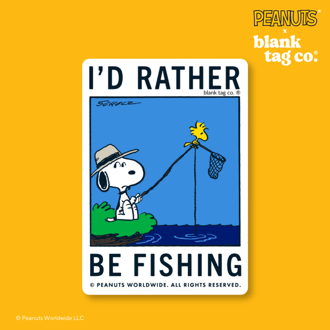 Peanuts® Waterproof Sticker - I'd Rather Be Fishing