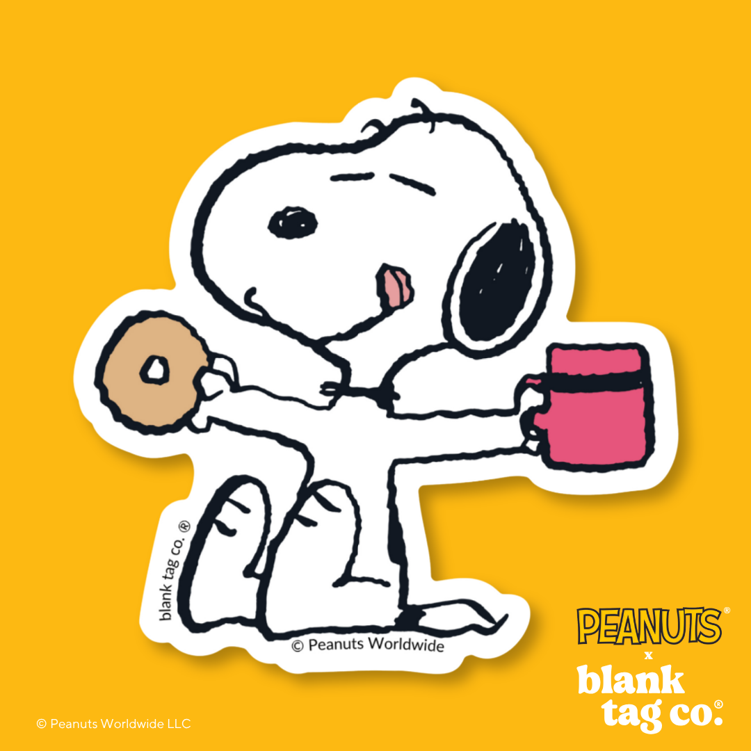 Peanuts® Waterproof Sticker - Snoopy With A Donut And Coffee