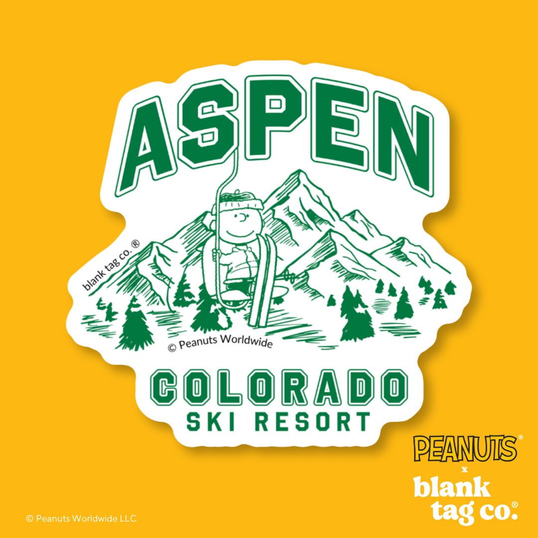 Peanuts® Waterproof Sticker - Aspen Colorado Ski Resort