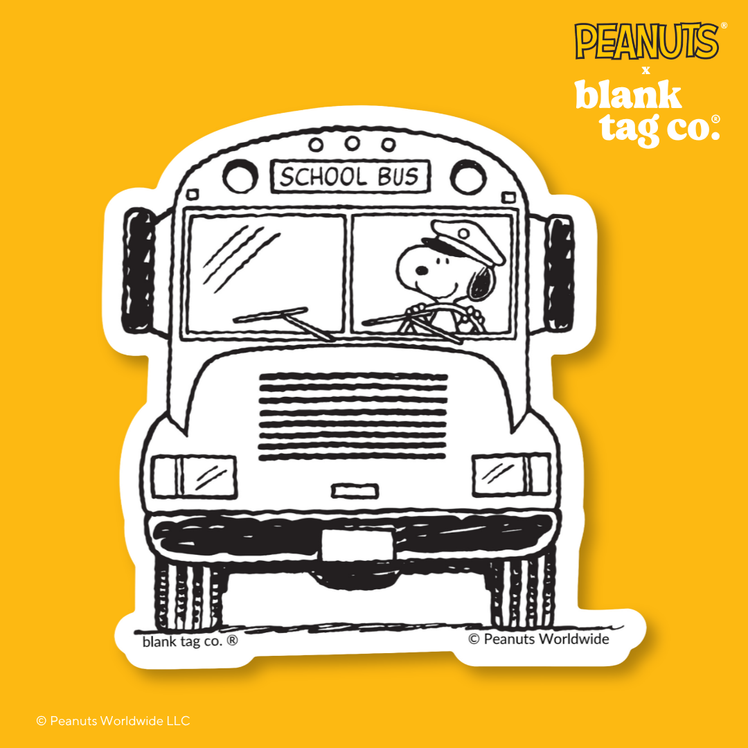 Peanuts® Waterproof Sticker - School Bus Driver Snoopy