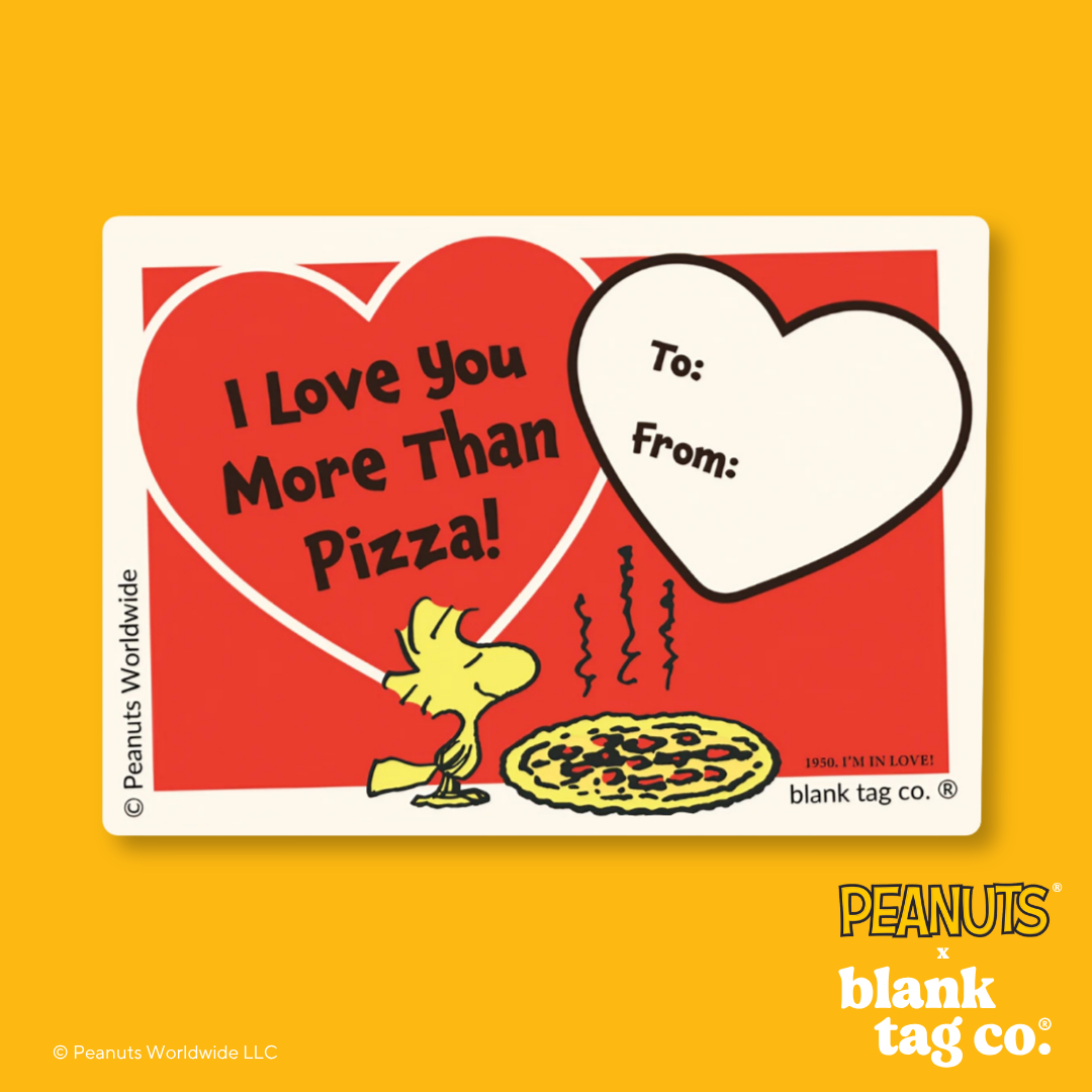 Peanuts® Waterproof Sticker - I Love You More Than Pizza