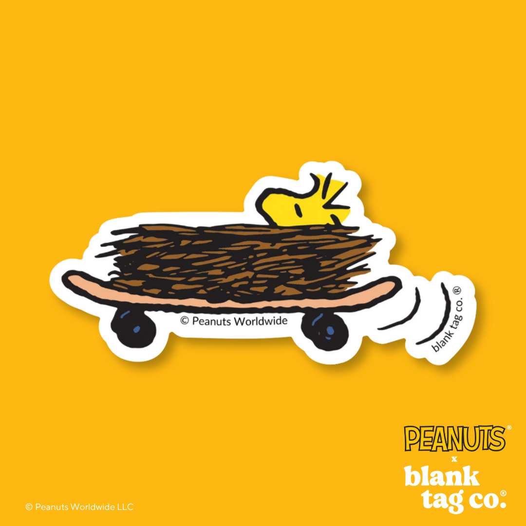 Peanuts® Waterproof Sticker - Skateboarding Woodstock