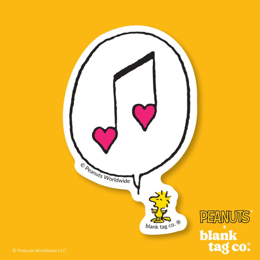 Peanuts® Waterproof Sticker - Woodstock Singing A Love Song