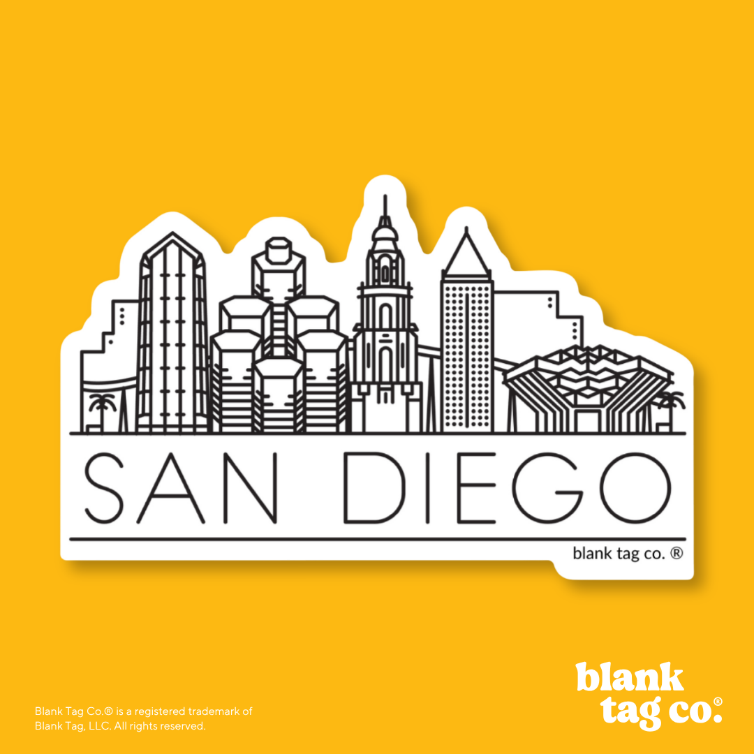 Blank Tag Co.® Waterproof Sticker - San Diego Skyline