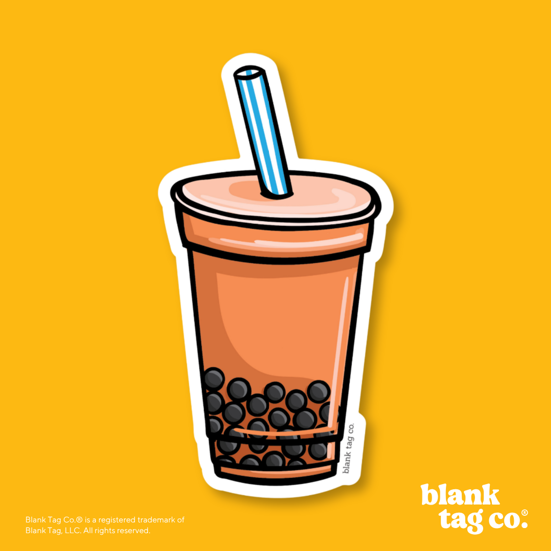 Blank Tag Co.® Waterproof Sticker - Thai Tea With Boba