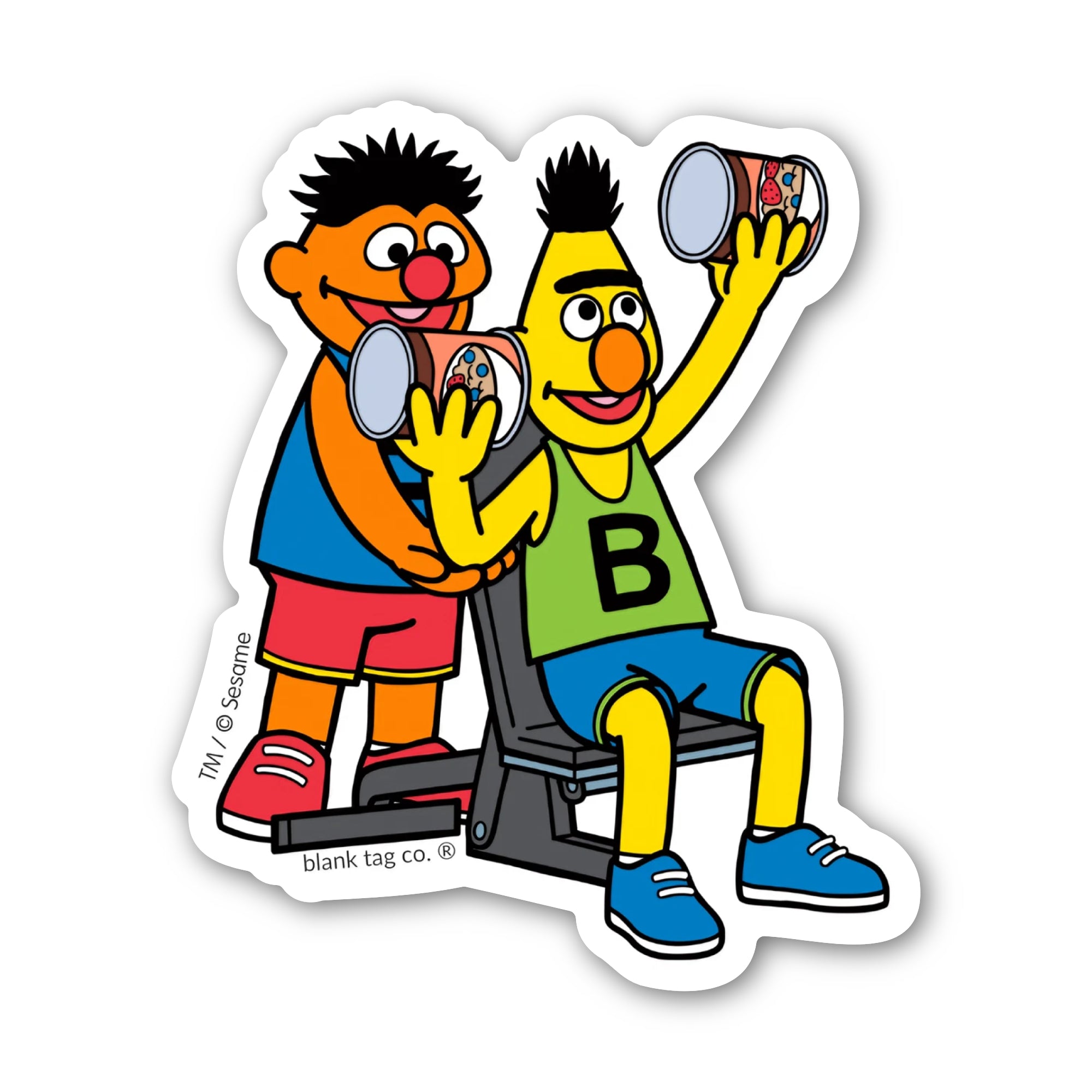 Sesame Street® Waterproof Sticker - Bert and Ernie Exercising