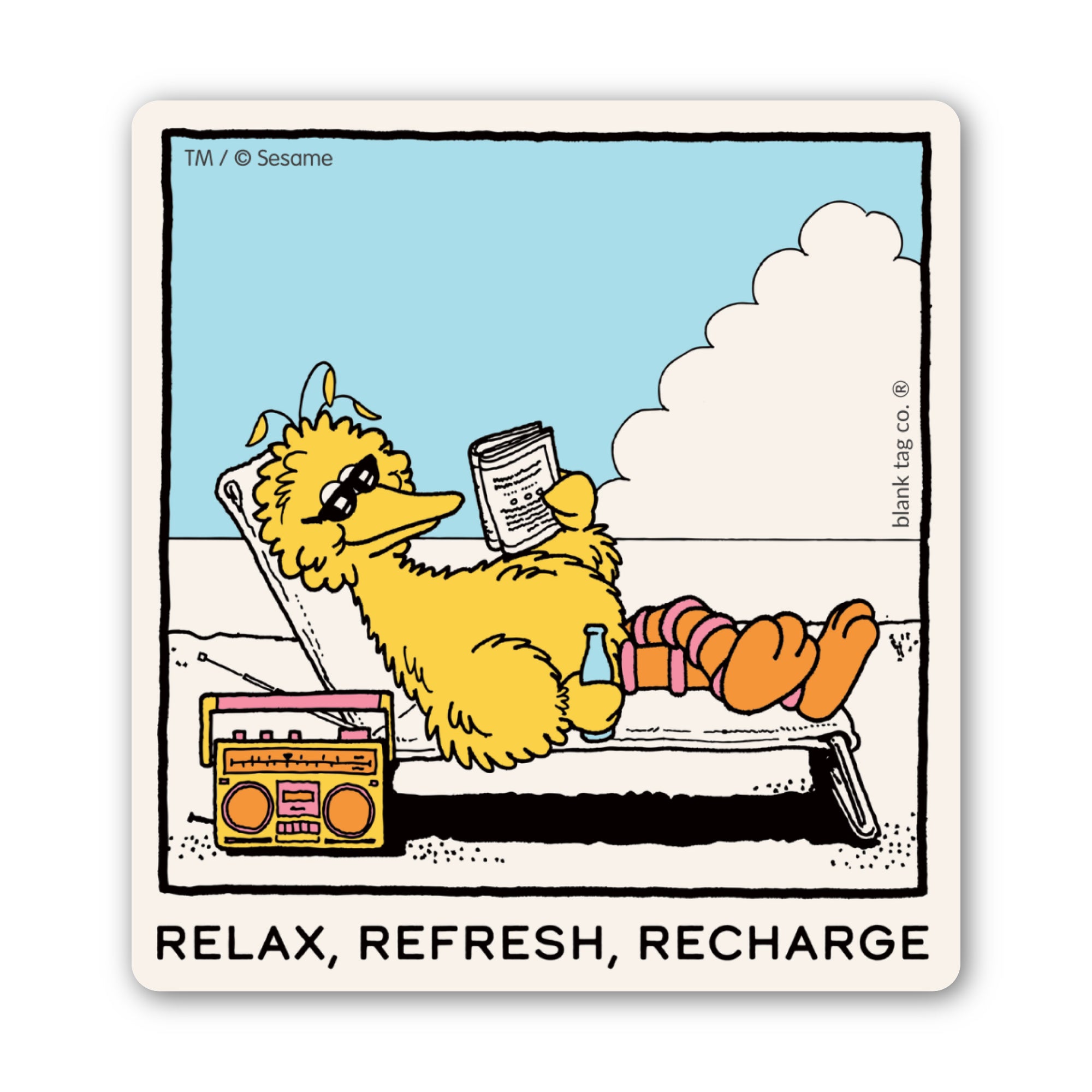 Sesame Street® Waterproof Sticker - Relax, Refresh, and Recharge