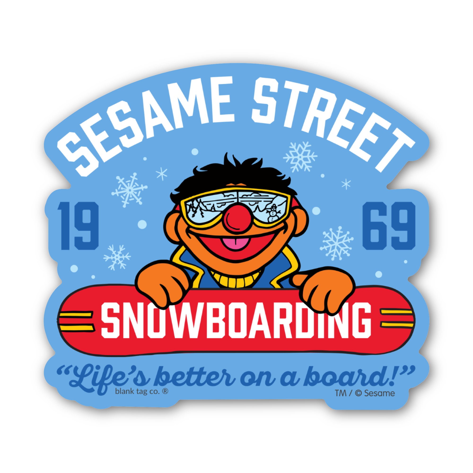 Sesame Street® Waterproof Sticker - Sesame Street Snowboarding