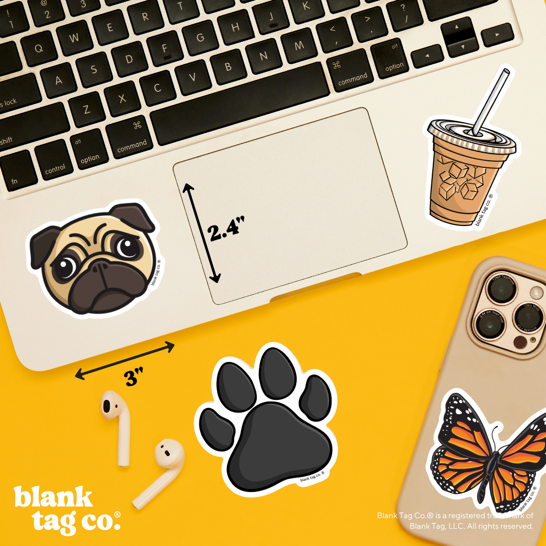 Blank Tag Co.® Waterproof Sticker - Pug Face