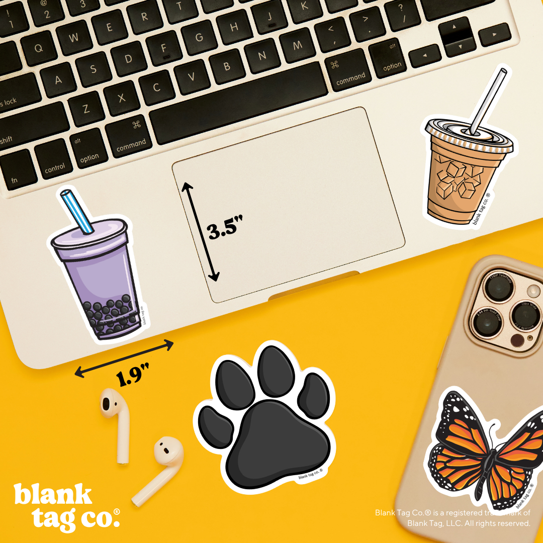 Blank Tag Co.® Waterproof Sticker - Taro Tea With Boba