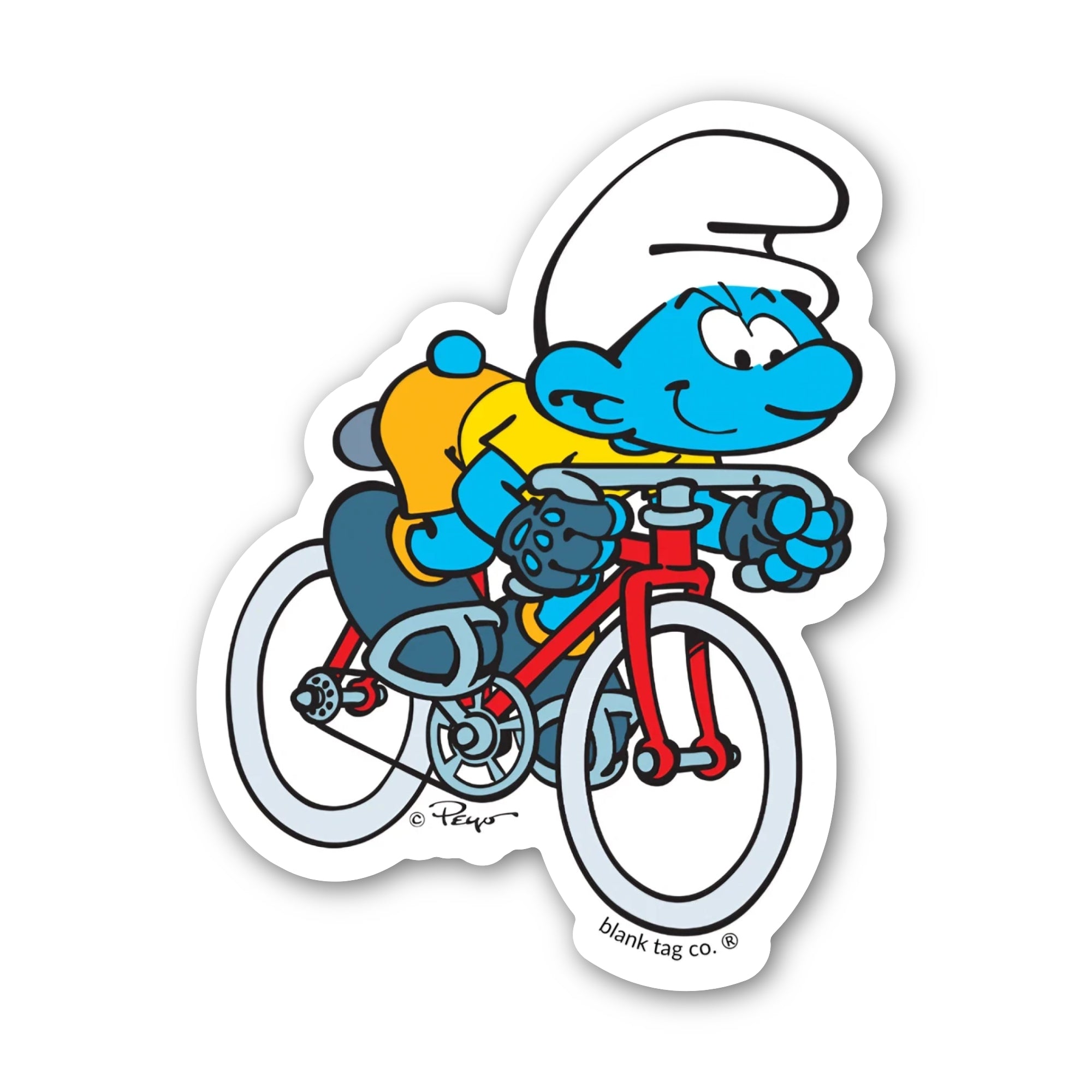 Smurfs® Waterproof Sticker - Cycling Smurf