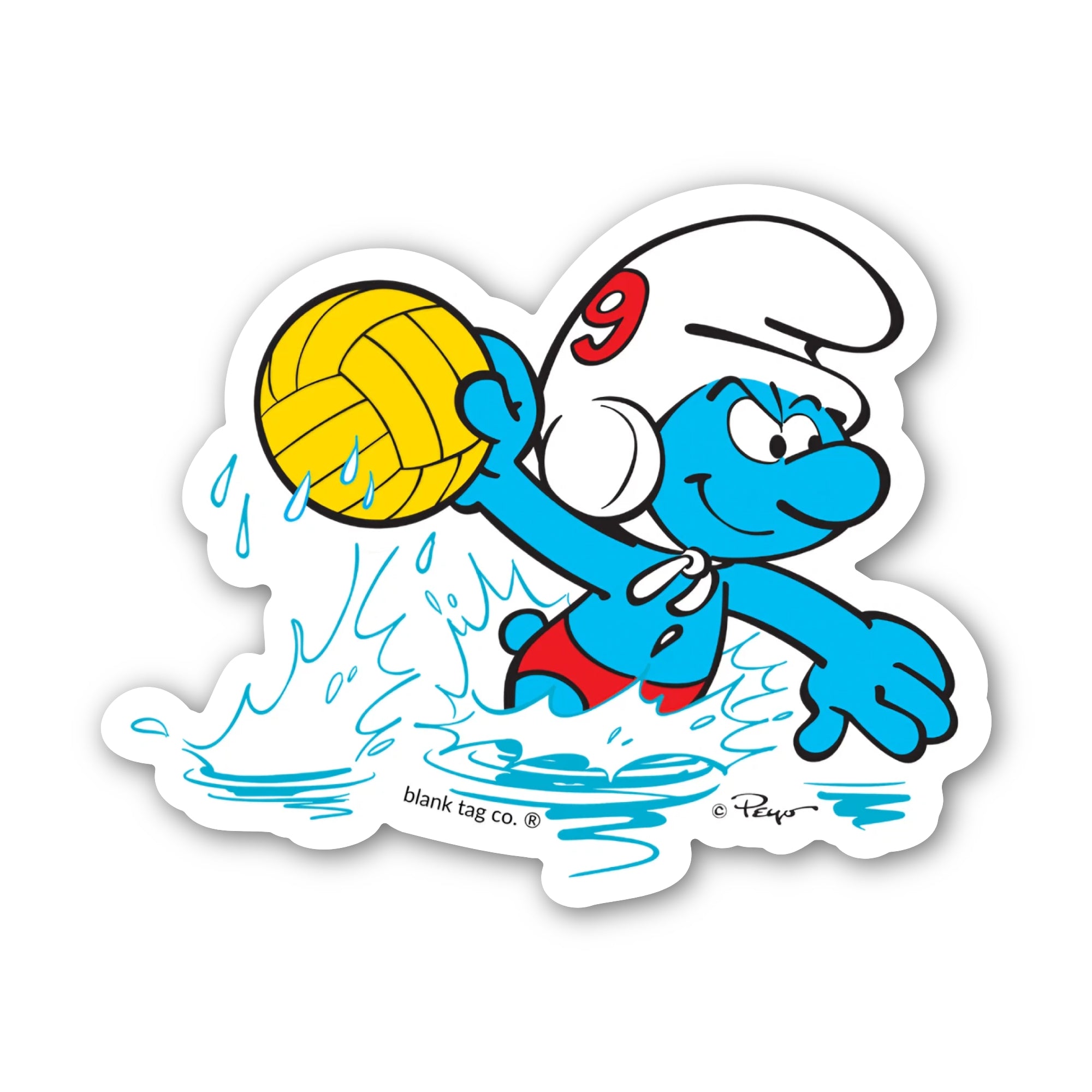 Smurfs® Waterproof Sticker - Water Polo Smurf