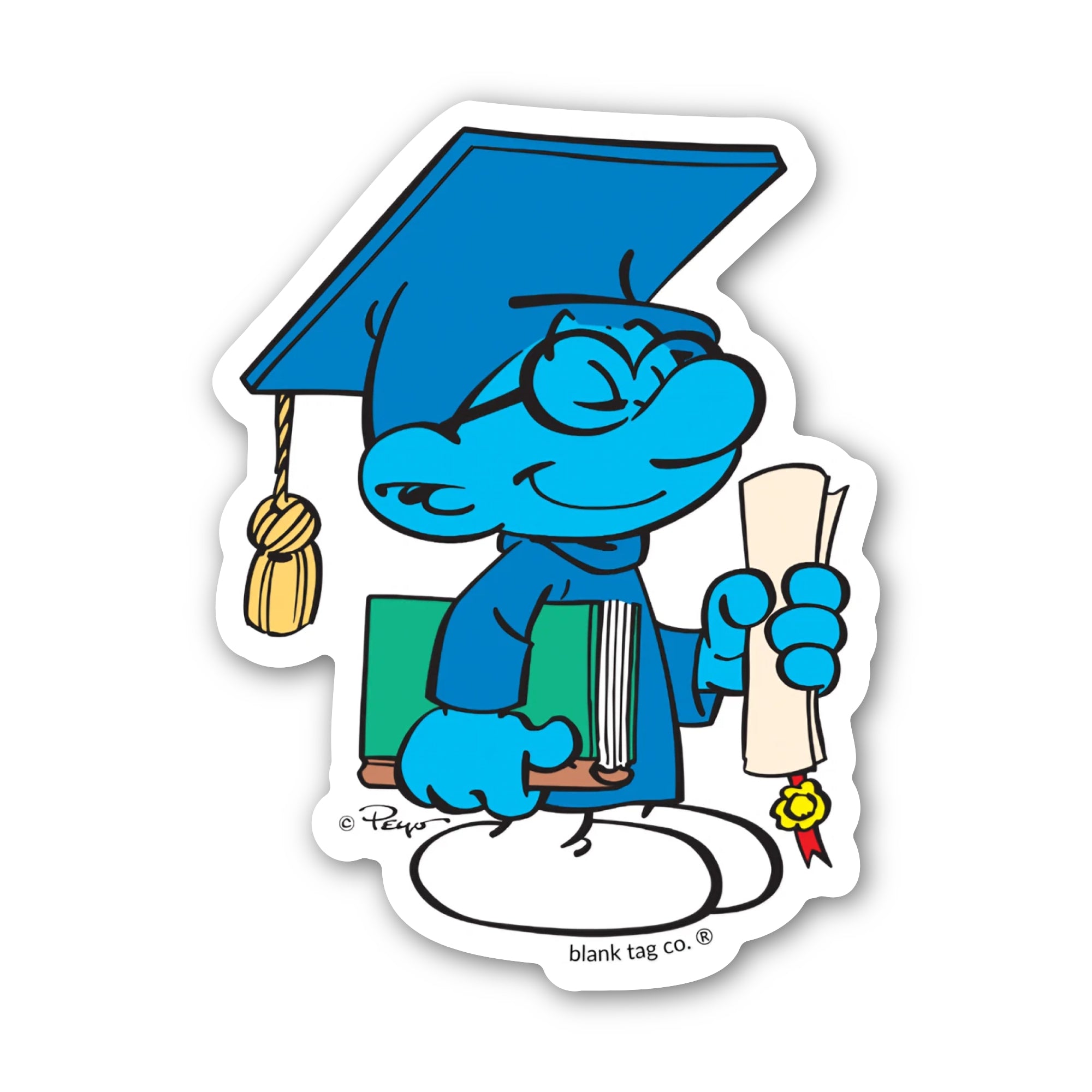 Smurfs® Waterproof Sticker - Graduating Smurf