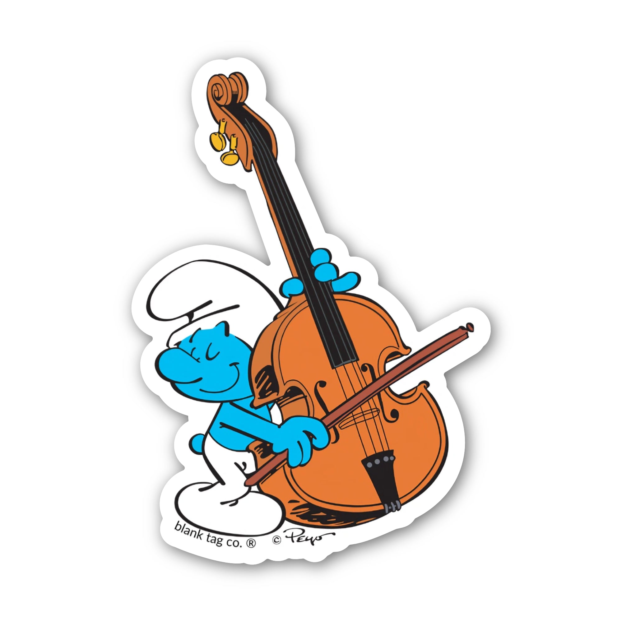 Smurfs® Waterproof Sticker - Smurf With A Cello
