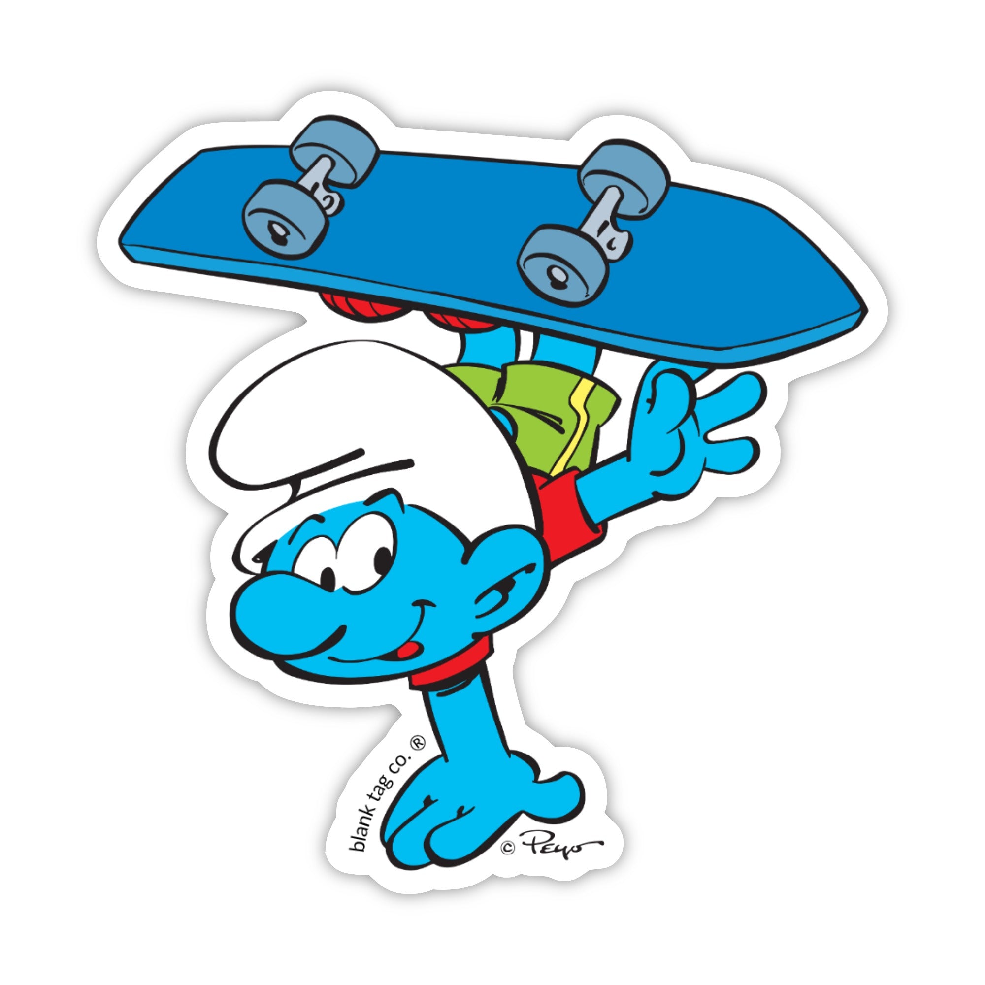 Smurfs® Waterproof Sticker - Skateboarding Smurf